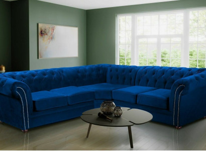 Blue e Chesterfield Living room Couch Textile Fabric Sofa Couches Upholstery Corner sofa